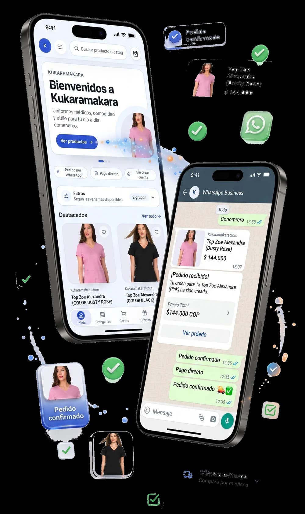 Cliente armando su pedido en una tienda y enviándolo por WhatsApp